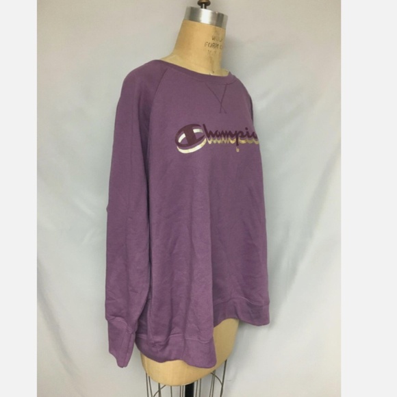 CHAMPION Plus Size Powerblend Logo Boyfriend Sweatshirt GF914 Purple 3X NWT $50 - Picture 3 of 4